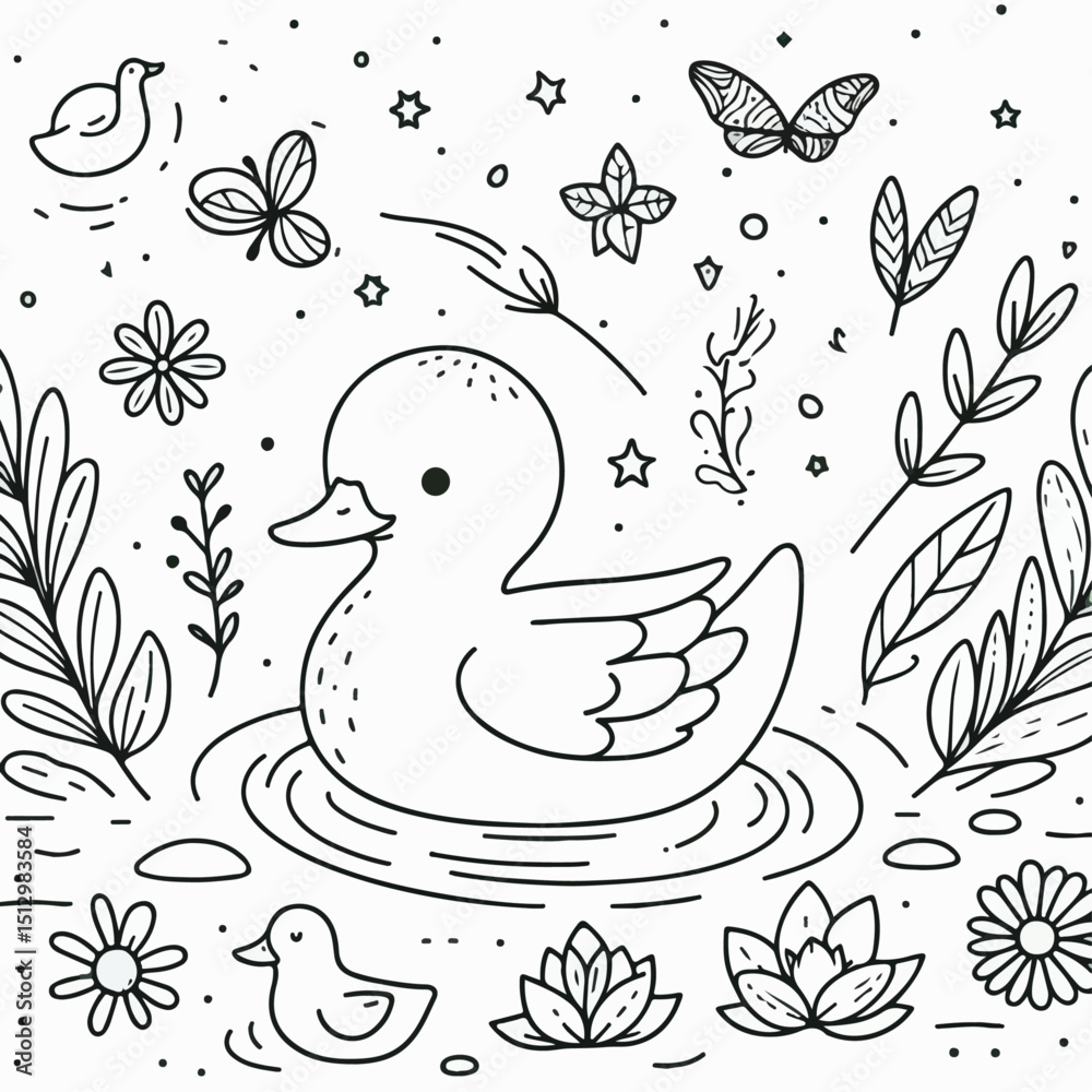 Obraz premium coloring book illustration of duck