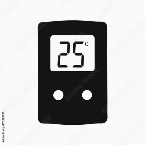 Digital Thermometer Icon Simple Black and White Design Showing 25 Degrees Celsius