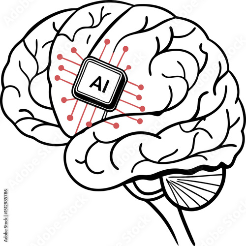 Conceptual illustration of artificial intelligence within the human brain a graphic showcasing ai integration and technological advancements in neuroscience