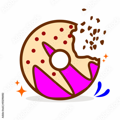 DESSERT, COLORFUL DONUT VECTOR SPRINKLE, MESEM, CREAM