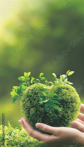 Hands holding a heart-shaped green plant