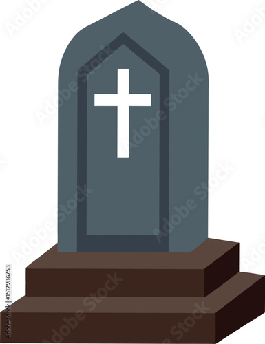 Gravestone Vector Art on Solid White Background for Designers