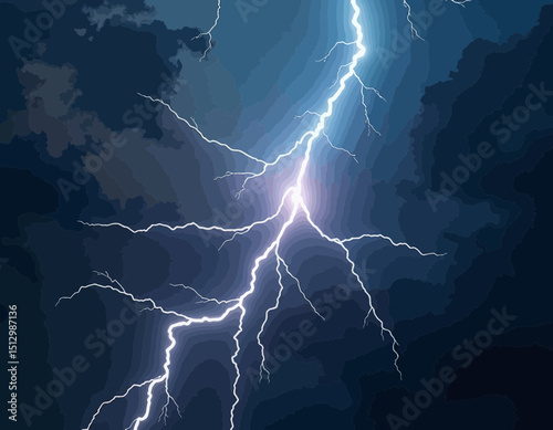 Intense Lightning Storm At Night Dark Sky Dramatic Weather