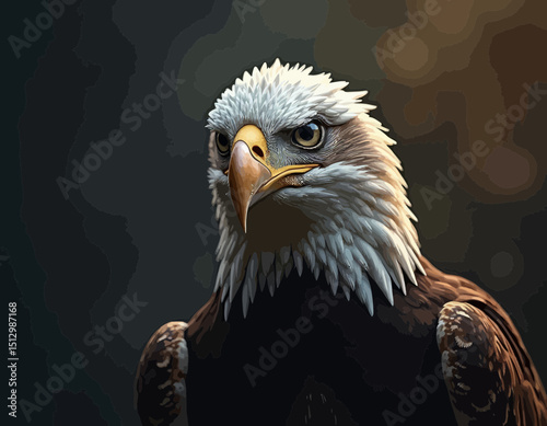 Majestic Bird Portrait Closeup of a Brown and White Bird with Intense Gaze