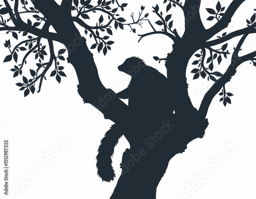 Silhouette Of A Primate In A Tree