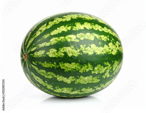 Single watermelon isolated on white background 
