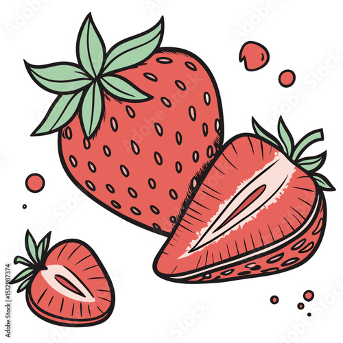 Strawberry Loved for its sweetness and use in desserts, jams, and smoothies