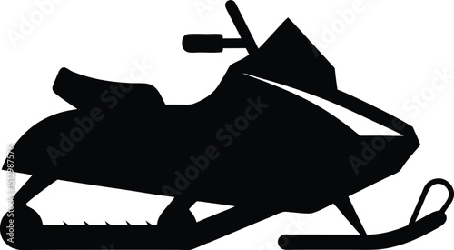

Snowmobile – black silhouette on white background