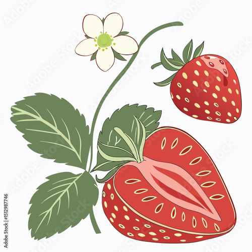 Strawberry Loved for its sweetness and use in desserts, jams, and smoothies