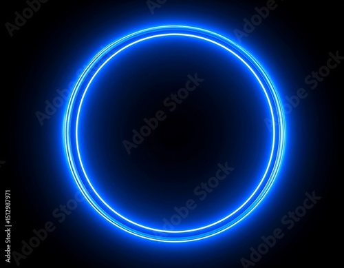 Neon blue circle on black background