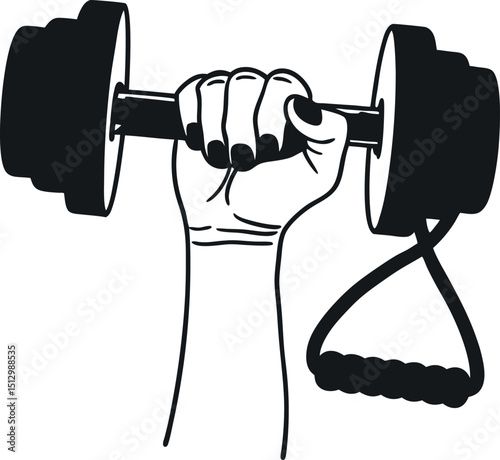 Vector Art of Hand Dumbbells with Resistance Bands