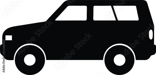 Illustration of a black  toy automobile vector icon for transport and traffic design