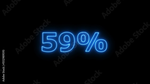 59% progress. glowing 59 percent number illustration. 