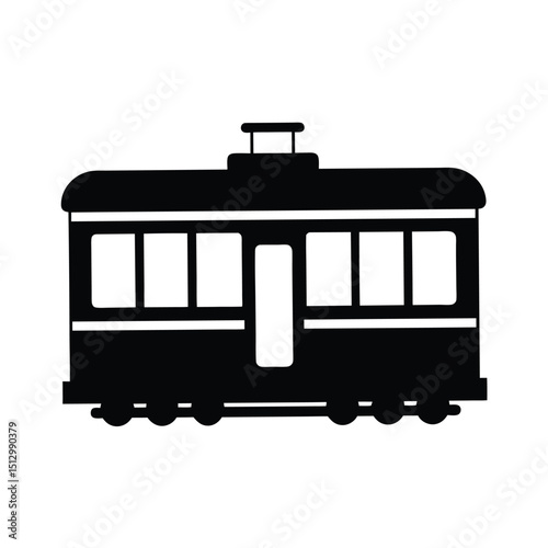 A vintage locomotive illustration on a rail, a perfect vector icon for transport and travel signs, showcasing an old engine and train car on the chemin de fer
