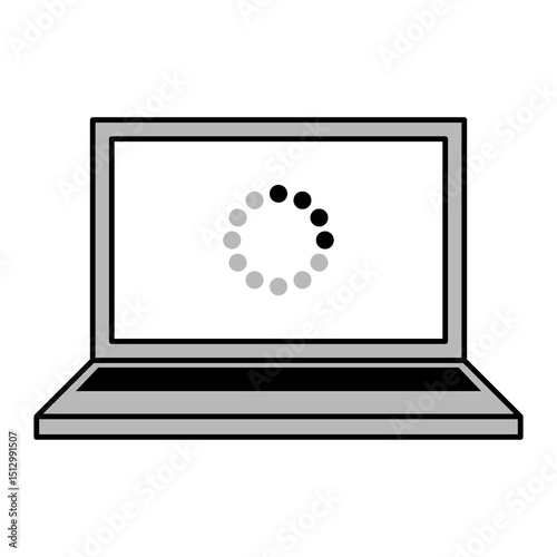データを読み込み中の画面のノートパソコン