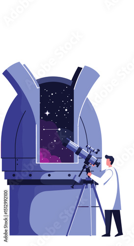  A high-tech telescope in space pointed toward the stars. The image suggests a theme of astronomical discovery, observation, and space exploration.
