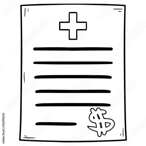 healthcare bill illustration hand drawn outline vector