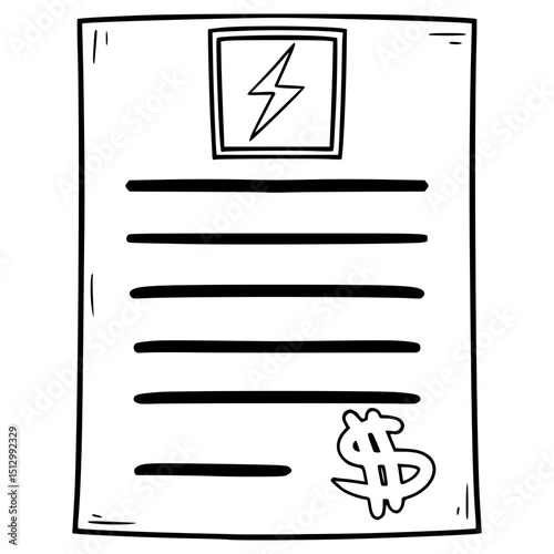 electricity bill illustration hand drawn outline vector