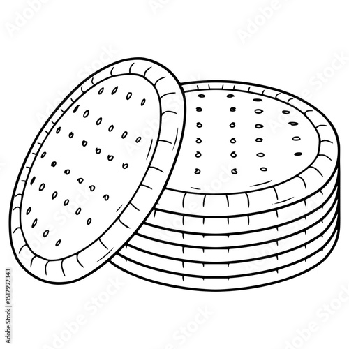 stack of marie biscuits illustration hand drawn outline vector