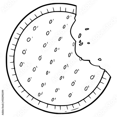 Marie biscuit gets bite illustration hand drawn outline vector
