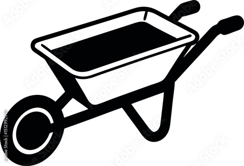 Minimalist Wheelbarrow Black and White Drawing Vector Art Designs