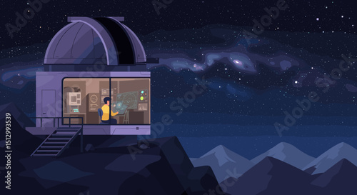  A high-tech telescope in space pointed toward the stars. The image suggests a theme of astronomical discovery, observation, and space exploration.