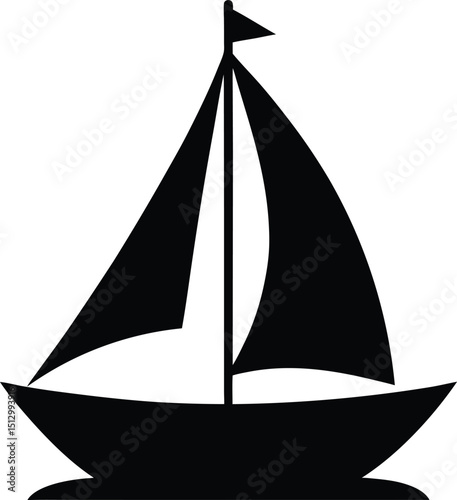 
Sailboat – black silhouette and vector