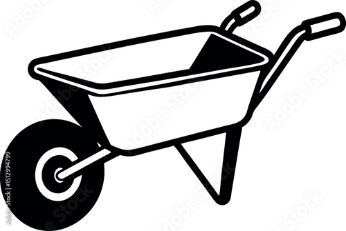 Minimalist Wheelbarrow Black and White Drawing Vector Art Designs
