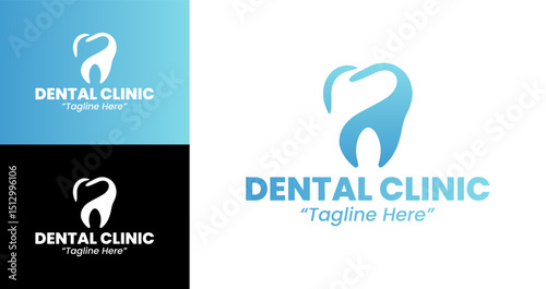Professional Dental Clinic Logo Designs with Blue Gradient and Tooth Symbol