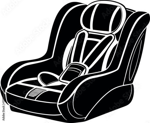 Modern Child Car Seat Vector Illustrations for Designers