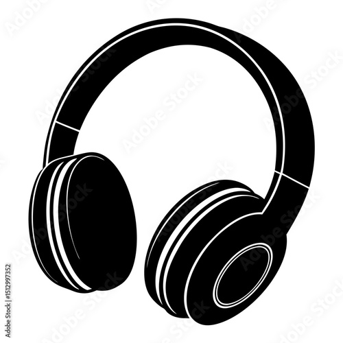 Stylish headphone design with ear cups isolated on white background