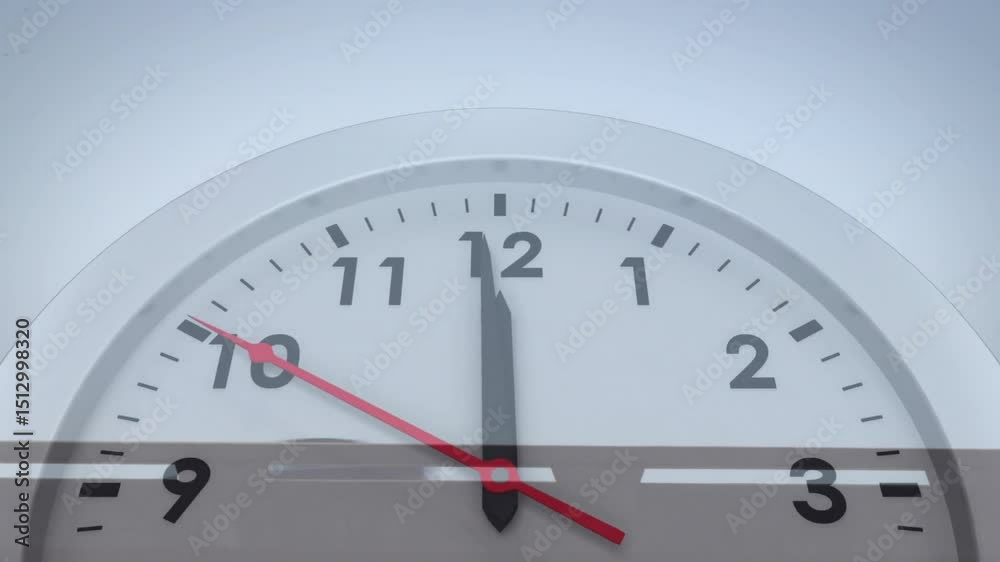 On start clock second hand sweeping counterclockwise while train blurring illustrating rewind