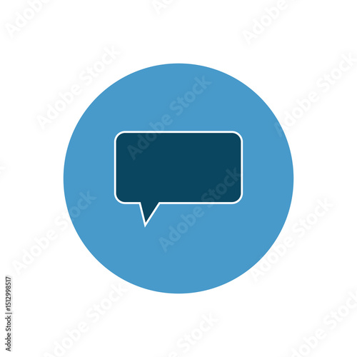 Free Download Blue circular icon featuring a dark blue speech bubble with an outline, symbolizing communication and messaging. - GFXLoad