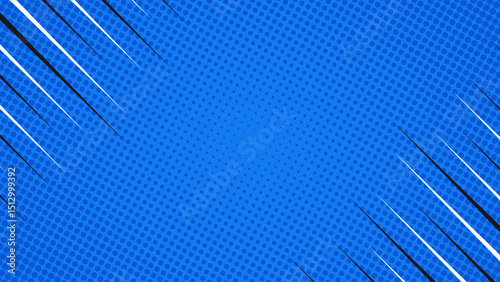 Blue halftone comic background with fast sharp lines. Suitable for comics, presentations, posters, etc.