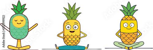 Pineapple Doing Yoga