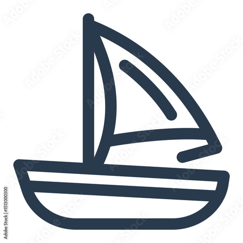 Sailing Boat with Triangular Sail on Calm Water