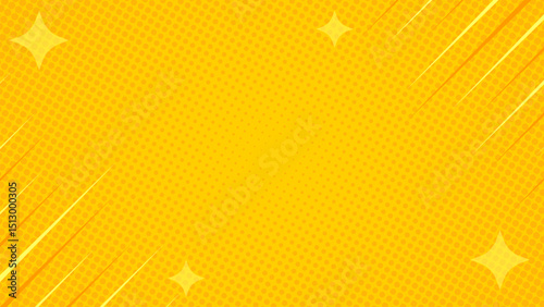 Yellow halftone comic background with fast sharp lines and stars. Suitable for comics, presentations, posters, etc.