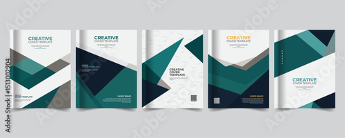 Modern and Clean Business Book Cover with Colorful Accents, Professional Business Book Cover Layout Editable Template, 5 set collection, Stationery template design bundle 