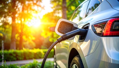 Fototapeta Naklejka Na Ścianę i Meble -  Electric car charging outdoors