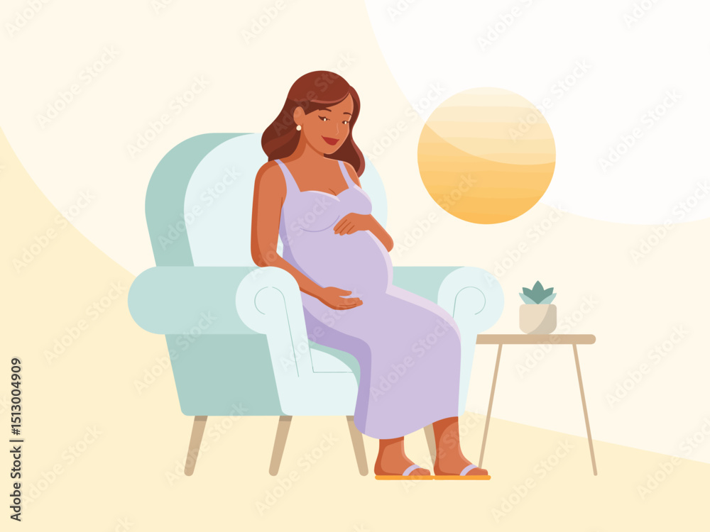 pregnant woman sitting vector illustration pregnant woman sitting vector illustration