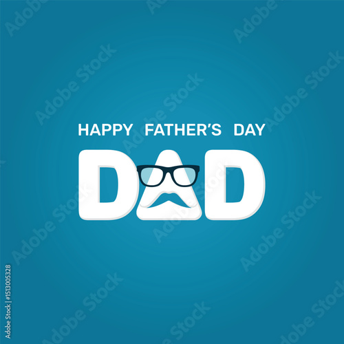 Happy Father's Day. Celebrate with our charming papercut style typography on a blue background. A perfect card to show dad your love
