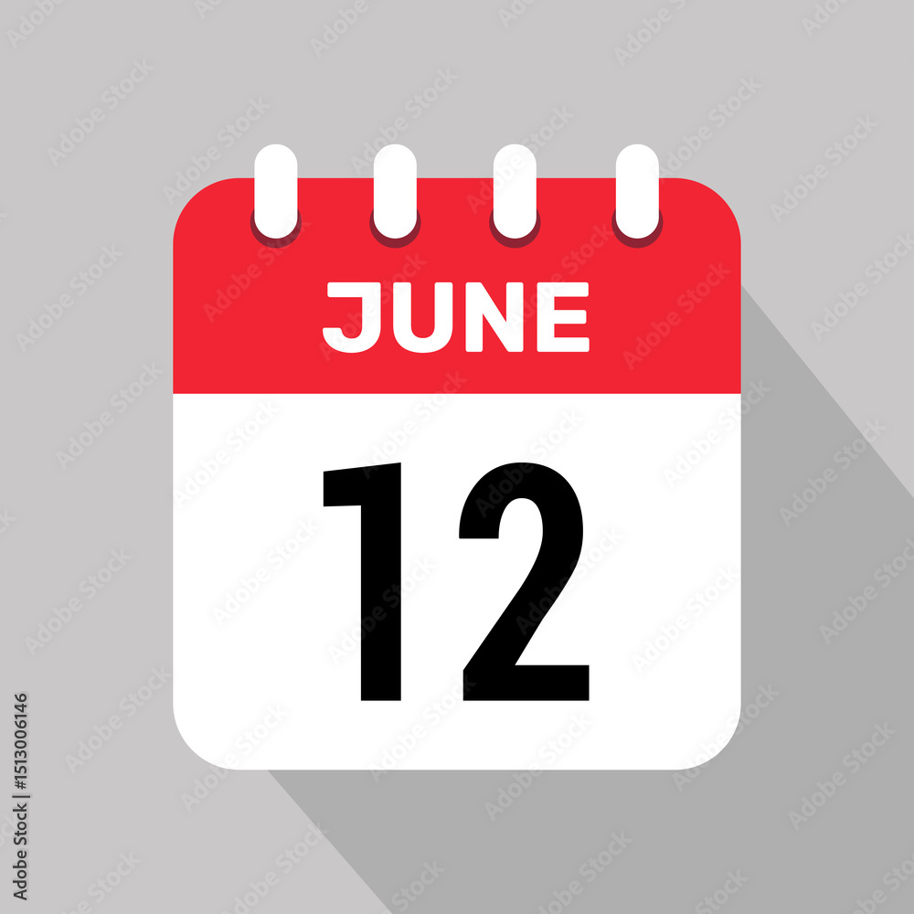 calendar 12 june icon vector illustration date background graphic design. calendar 12 june icon vector illustration date background graphic design.