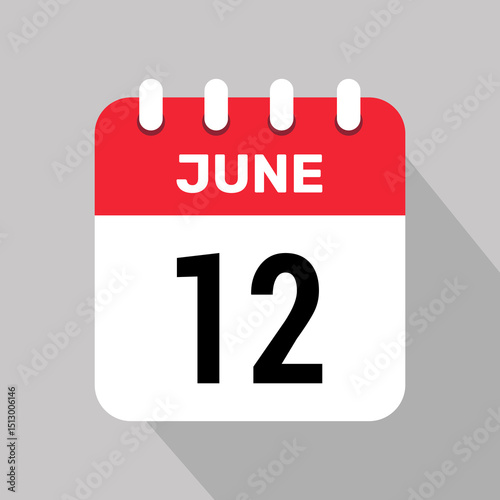 calendar 12 june icon vector illustration date background graphic design.