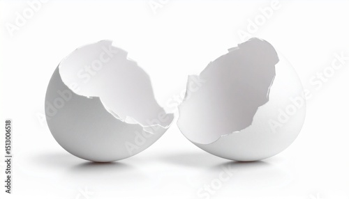 Empty broken egg shell isolated on white background 