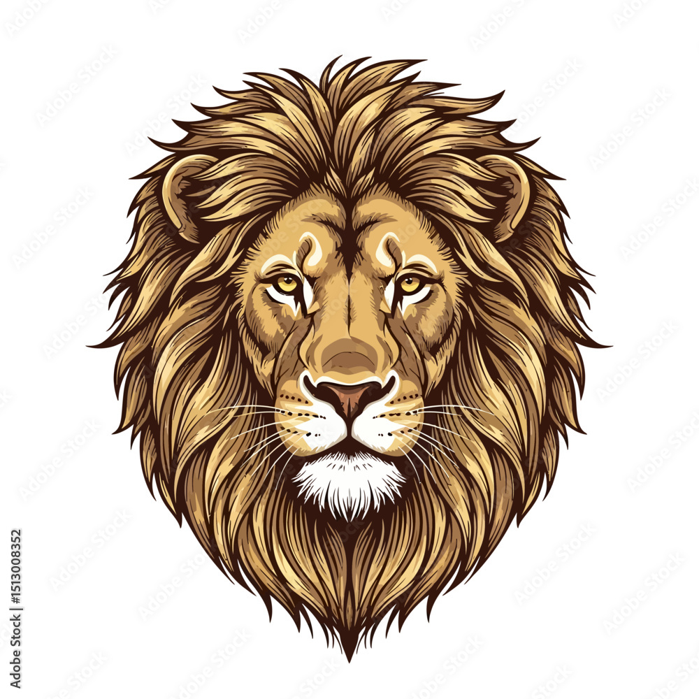 Fototapeta premium Majestic Lion Head Illustration - Roaring King of the Jungle