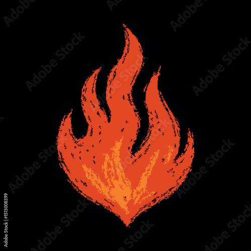 A dynamic and vibrant fire vector illustration featuring bright flames and glowing embers. Perfect for use in logo designs, posters, game graphics, advertising, and any project requiring a bold and en