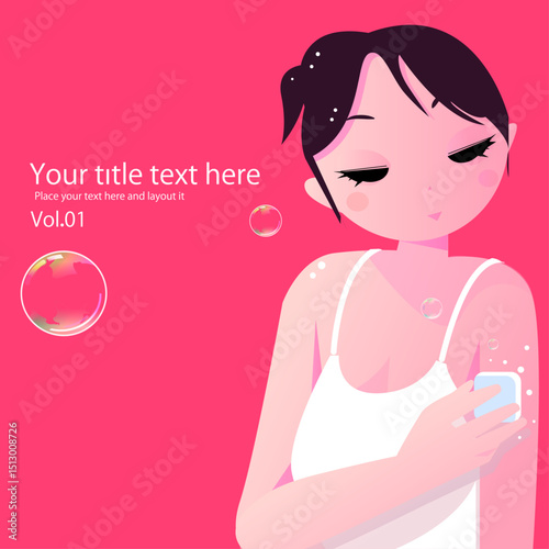 可愛い女性のボデイケアや美容のベクター画像