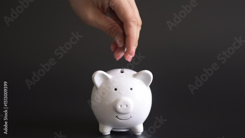 Saving money action home financial planning content indoor environment close-up viewpoint personal finance concept for budgeting and savings strategies