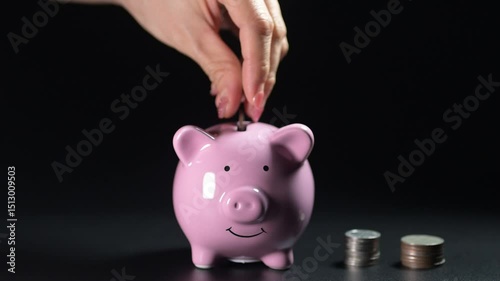 Saving money action home financial planning content indoor environment close-up viewpoint personal finance concept for budgeting and savings strategies