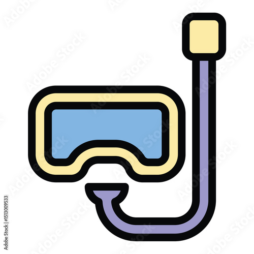 Snorkel icon flat line style illustration representing underwater exploration and recreational diving, suitable for travel, marine, and water sports-related projects